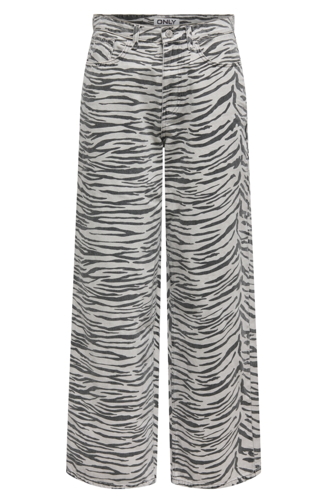 ONLHOPE HW ZEBRA WIDE DNM SIK 15355553 LIGHT GREY DENIM/ZEBRA